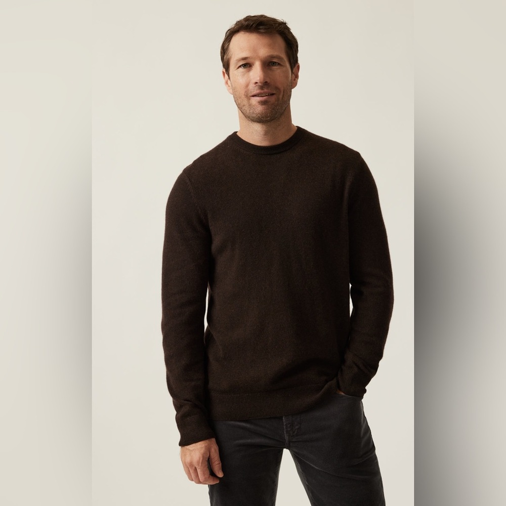 Faconnable 100% Merino Wool Crewneck Jumper Sweater in Brown Men’s XL Tall XLT